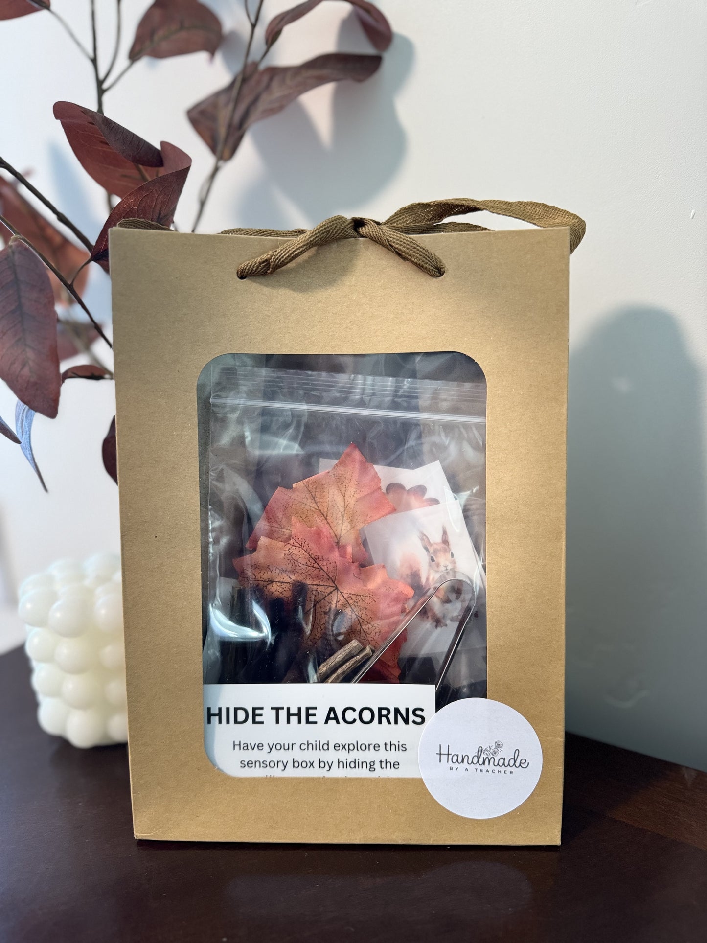 Hide the Acorn Sensory Bin