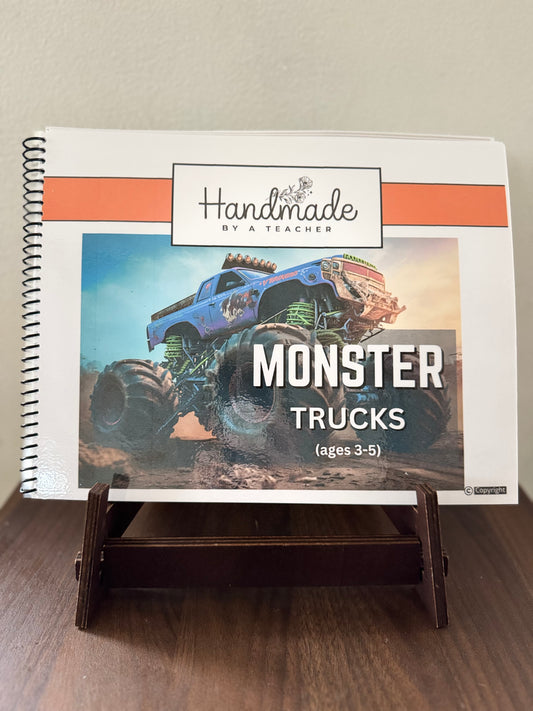 Monster Truck Preschool Workbook (ages 3-5)