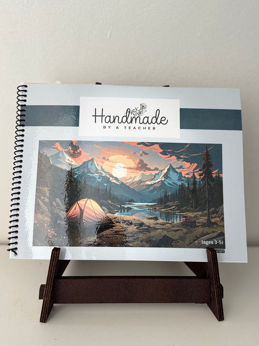 Camping Themed Reusable Montessori-Style Preschool Workbook for Kids Ages 3–5