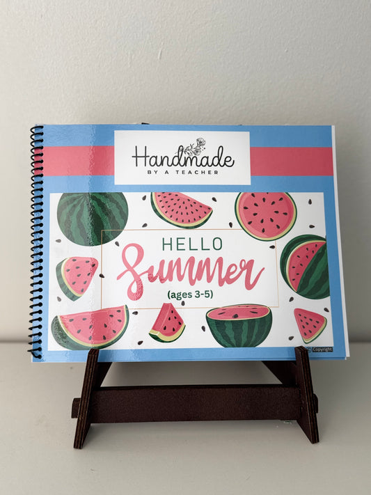 Summer Themed Reusable Montessori-Style Preschool Workbook for Kids Ages 3–5